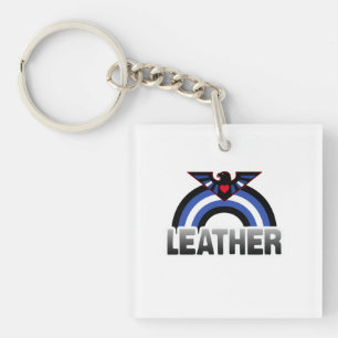 Leather Eagle Pride Keychain