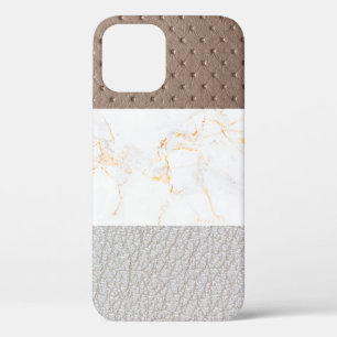  Leather Faux Marble masculine blush leather iPhone 12 Case