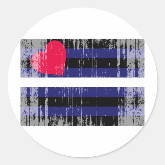 LEATHER FLAG DISTRESSED CLASSIC ROUND STICKER (Front)