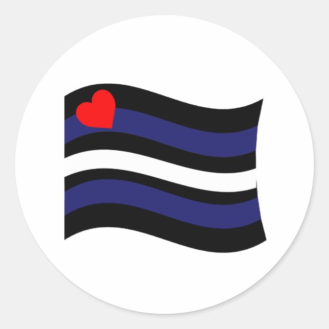 LEATHER FLAG WAVING CLASSIC ROUND STICKER (Front)