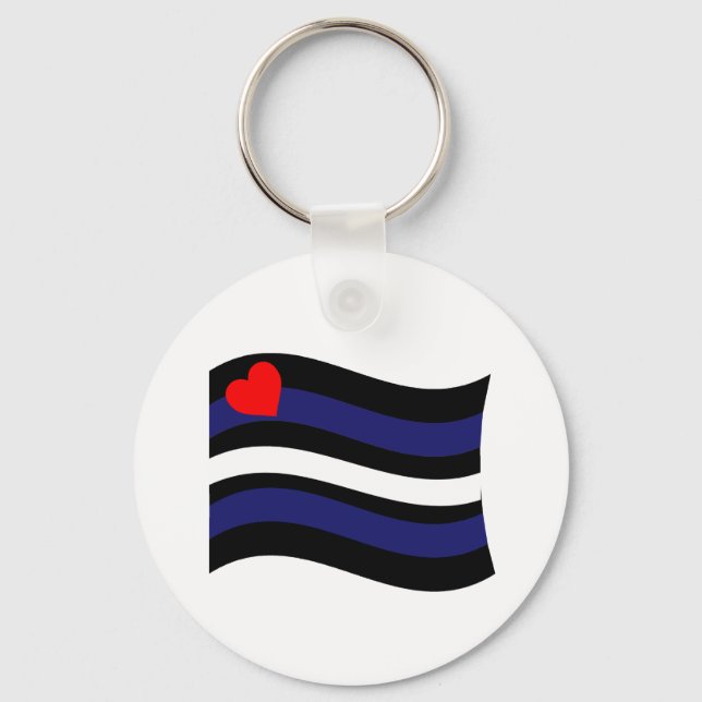 LEATHER FLAG WAVING KEYCHAIN (Front)