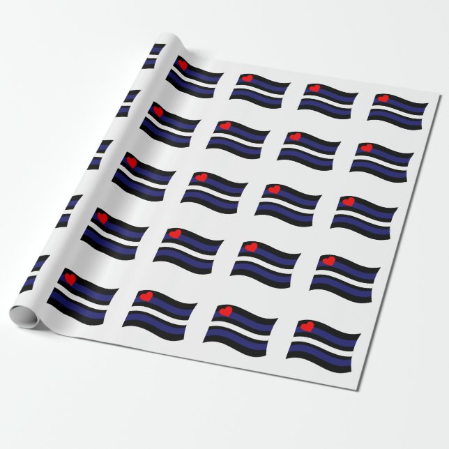 LEATHER FLAG WAVING WRAPPING PAPER (Unrolled)