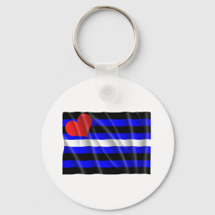 LEATHER FLAG WAVY KEYCHAIN