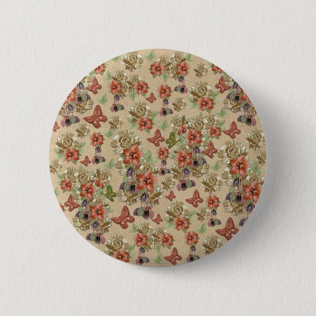 Leather flowers on Suede 2 Inch Round Button (Front)
