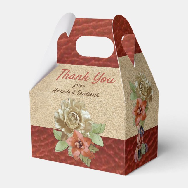 Leather Flowers on Suede Favor Box (Front Side)