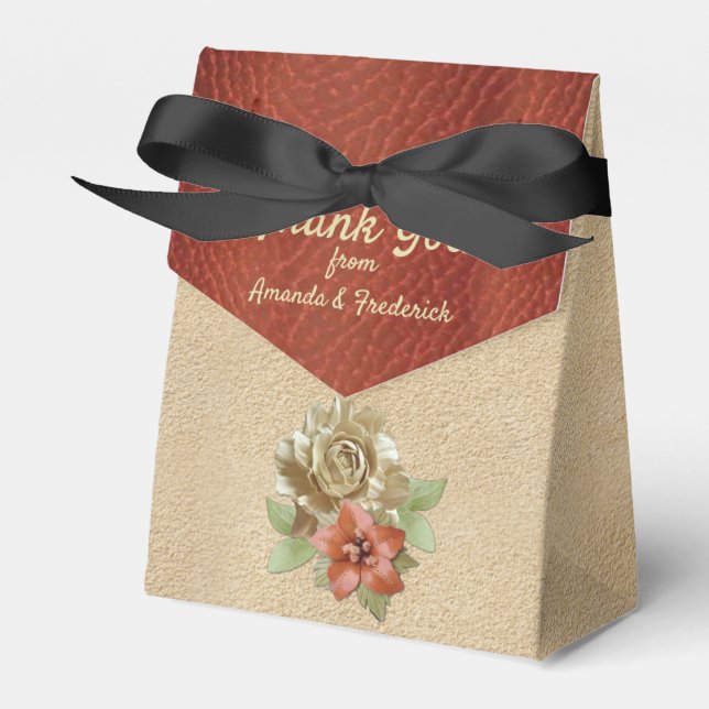 Leather Flowers on Suede Favor Box (Front Side)