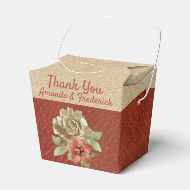 Leather Flowers on Suede Favor Box (Front Side)
