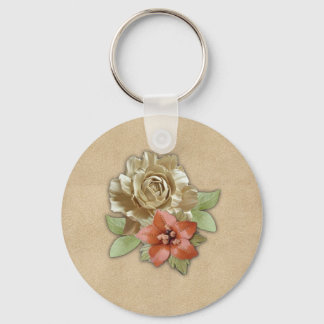 Leather flowers on Suede Keychain