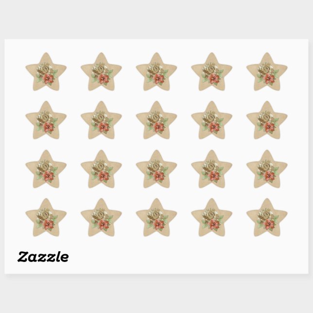 Leather flowers on Suede Star Sticker (Sheet)