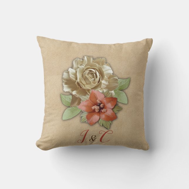 Leather flowers Pillow (Front)