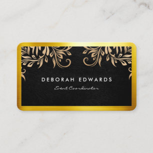 Leather Golden Border   Ornate Elements Business Card