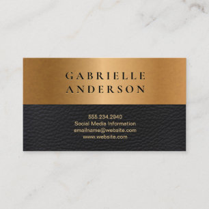 Leather   Golden Metallic Colour Block Business Card