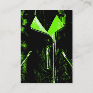 Leather Jacket Green business card black chubby