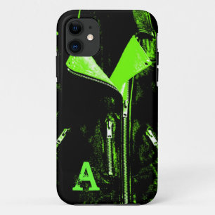 Leather Jacket Green monogram iPhone 5 case