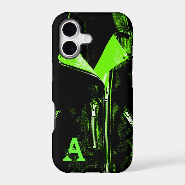 Leather Jacket Green monogram iPhone 5 case (Back)