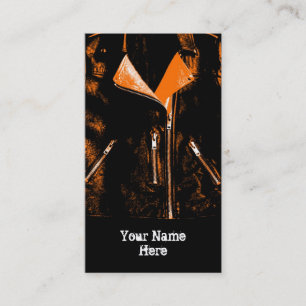 Leather Jacket Orange business card black portrait