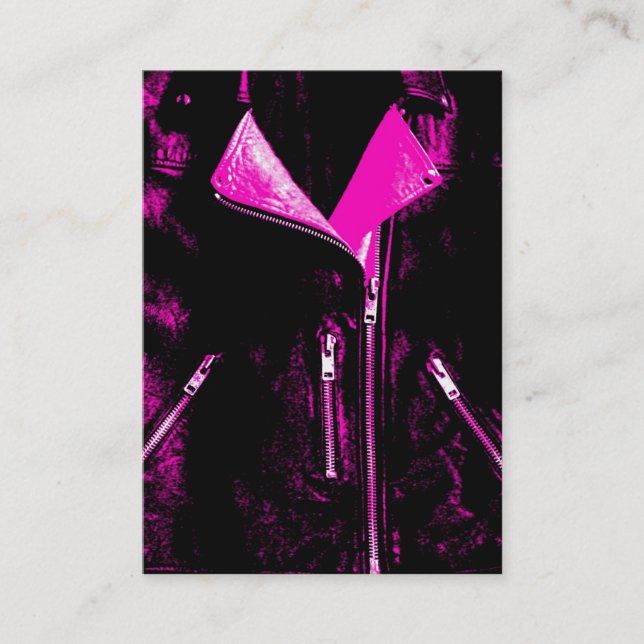 Leather Jacket Pink business card black chubby (Front)