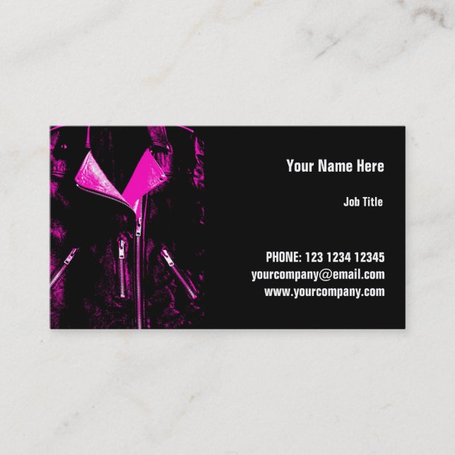 Leather Jacket Pink business card horizontal (Front)