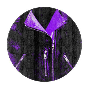 Leather Jacket Purple cutting board round