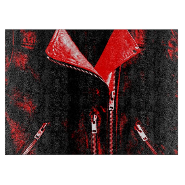 Leather Jacket Red cutting board (Front)