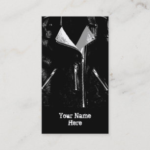 Leather Jacket White business card black portrait
