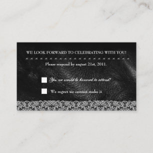 Leather Lace & Metal Studs RSVP Reception card