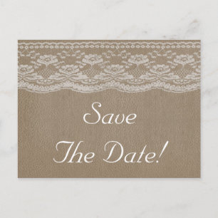 Leather & Lace Wedding Save The Date Announcement Postcard