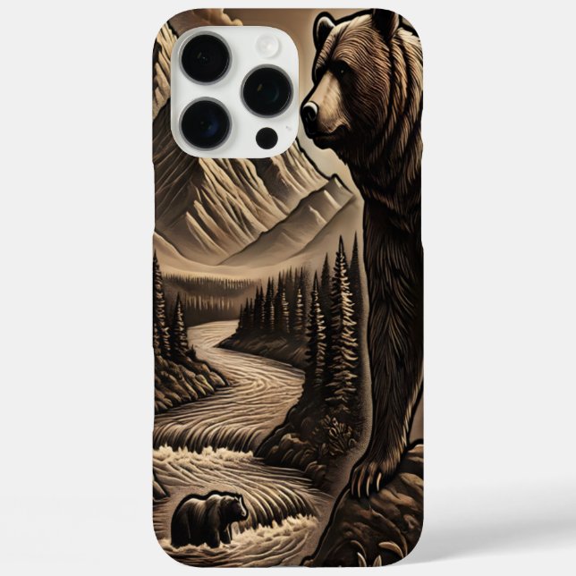 Leather Look Bear by Water Case-Mate iPhone Case (Back)