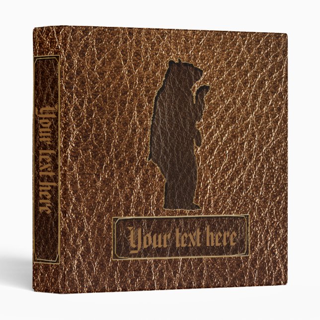 Leather-Look Black Bear Binder (Front/Spine)