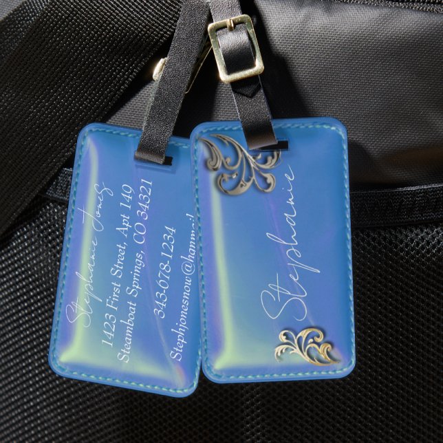 Leather Look Blue Backpack  Luggage Tag (Creator Uploaded)