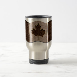 Leather-Look Canada Flag Travel Mug