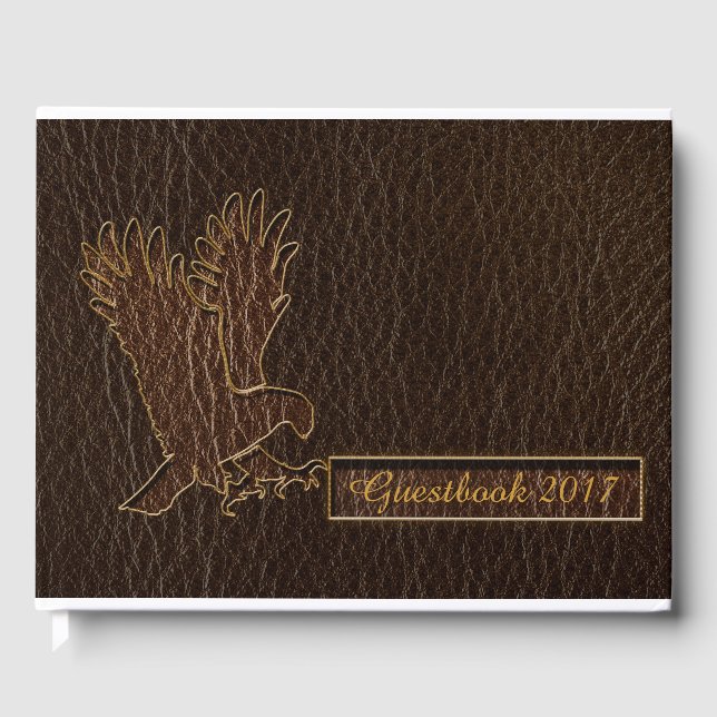 Leather-Look Eagle Dark Guest Book (Front)