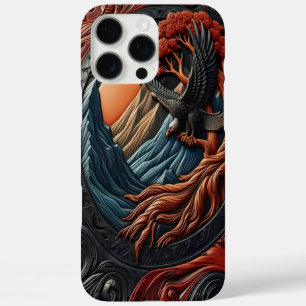 Leather-look Eagle Nature Scene iPhone 16 Pro Max Case