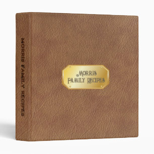 Leather Look Embossed and Engraved Family Cookbook Binder