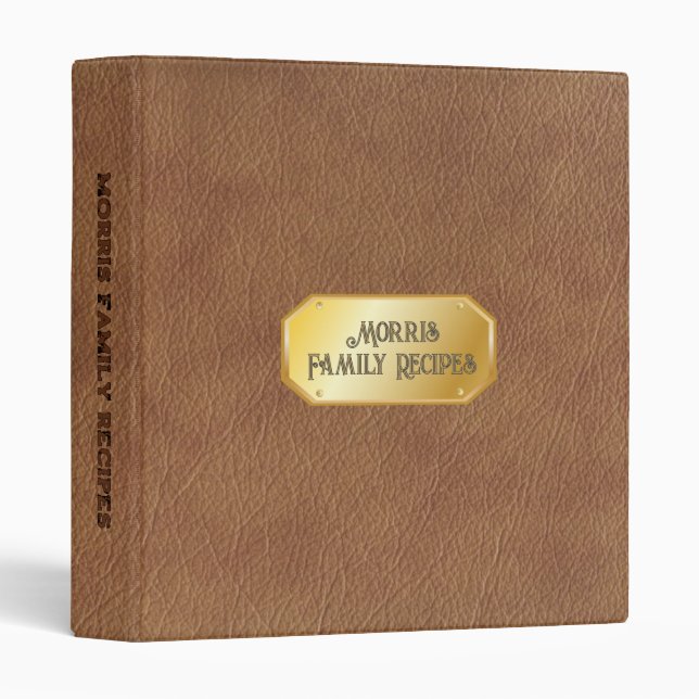 Leather Look Embossed and Engraved Family Cookbook Binder (Front/Spine)