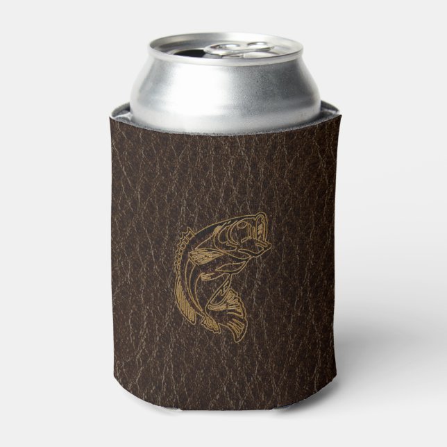 Leather-Look Fish Dark Can Cooler (Can Front)
