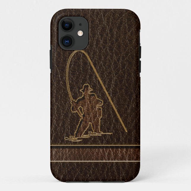 Leather-Look Fisherman Dark Case-Mate iPhone Case (Back)