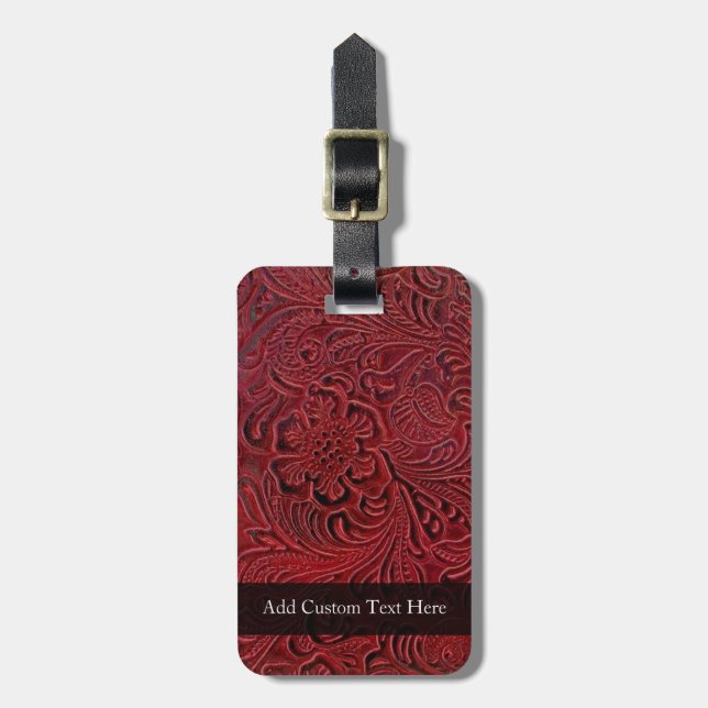 Leather-Look Floral Pattern Luggage Tag (Front Vertical)