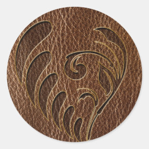 Leather-Look Flower Classic Round Sticker
