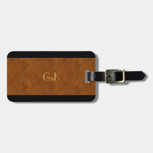 Leather Look  Gold Monogram Executive Luggage Tag