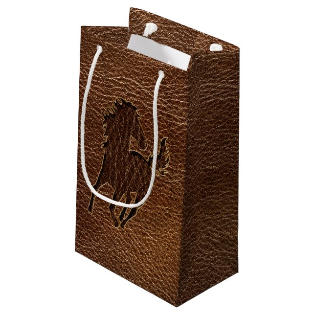 Leather-Look Horse Small Gift Bag (Back Angled)
