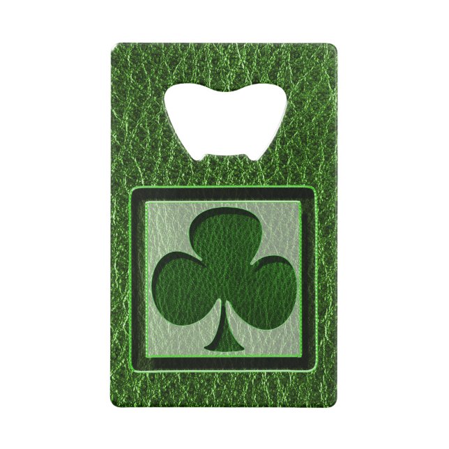 Leather-Look Irish Clover Credit Card Bottle Opener (Back)