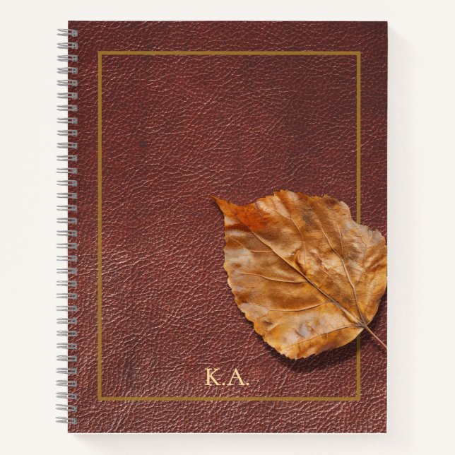 Leather Look Leaf Journal – Personalized Notebook (Front)