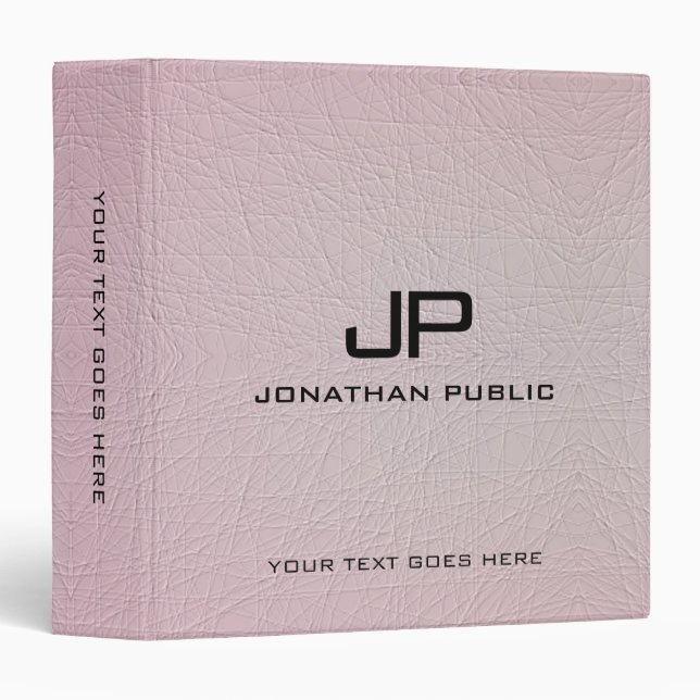 Leather Look Modern Elegant Monogram Template Binder (Front/Spine)
