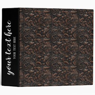 Leather look motif pattern 3 ring binder