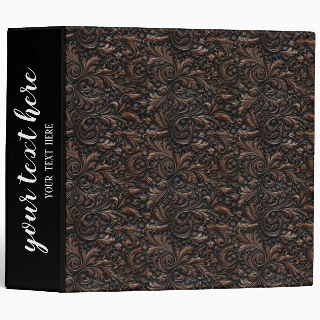 Leather look motif pattern 3 ring binder (Front/Spine)