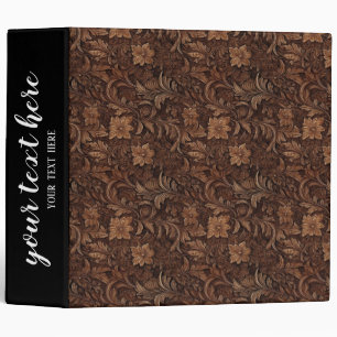 Leather look motif pattern 3 ring binder