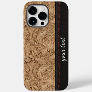 Leather look motif pattern Case-Mate iPhone 14 pro max case