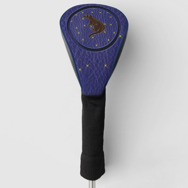 Leather-Look Native American Zodiac Otter Golf Head Cover (Front)