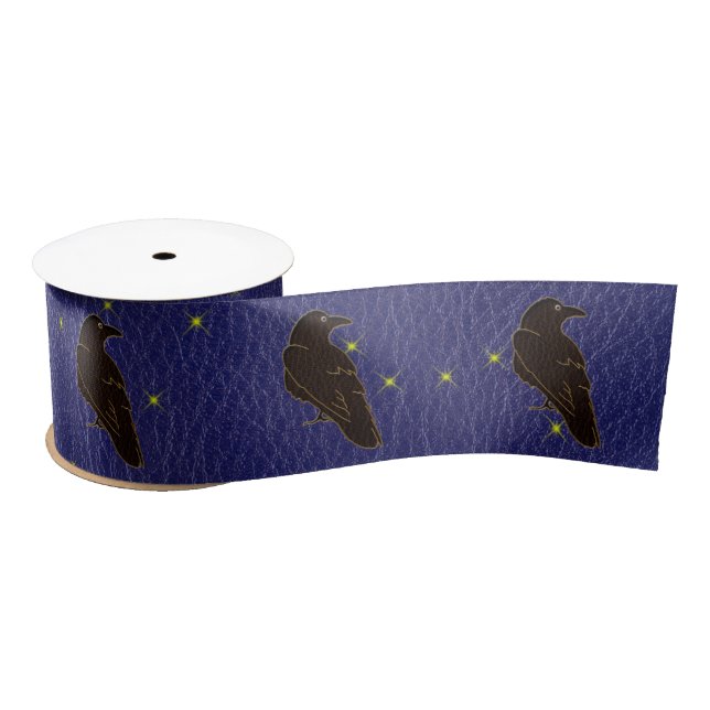Leather-Look Native American Zodiac Raven Satin Ribbon (Spool)